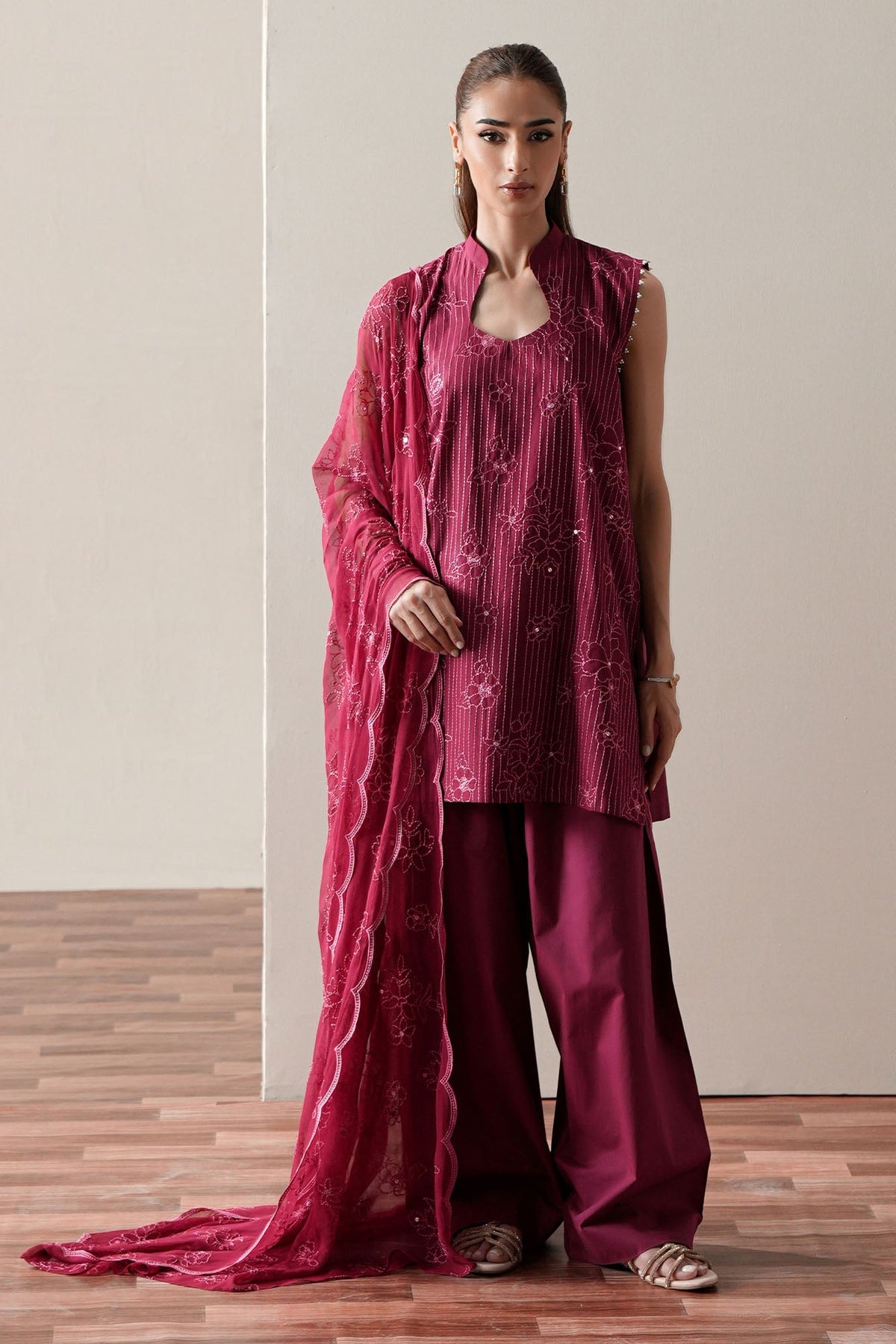 Cross Stitch | Mahiri Embroidered Collection 26 |RUBY GLOW by Cross Stitch - Designer Dress  - Type : Ladies Clothes - Available at Libayah - 100% Original 