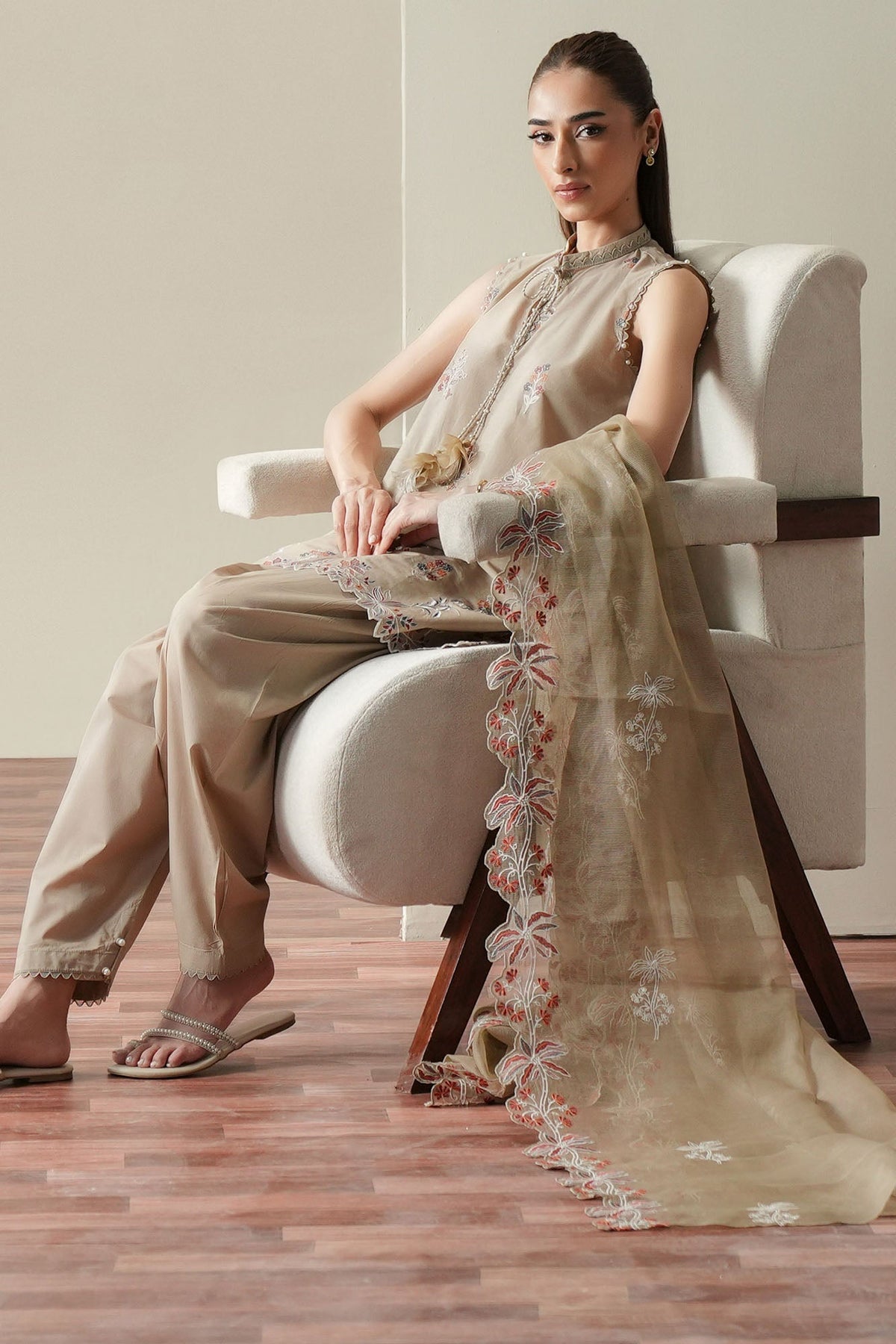 Cross Stitch | Mahiri Embroidered Collection 26 |DUSTY SAGE by Cross Stitch - Designer Dress  - Type : Ladies Clothes - Available at Libayah - 100% Original 