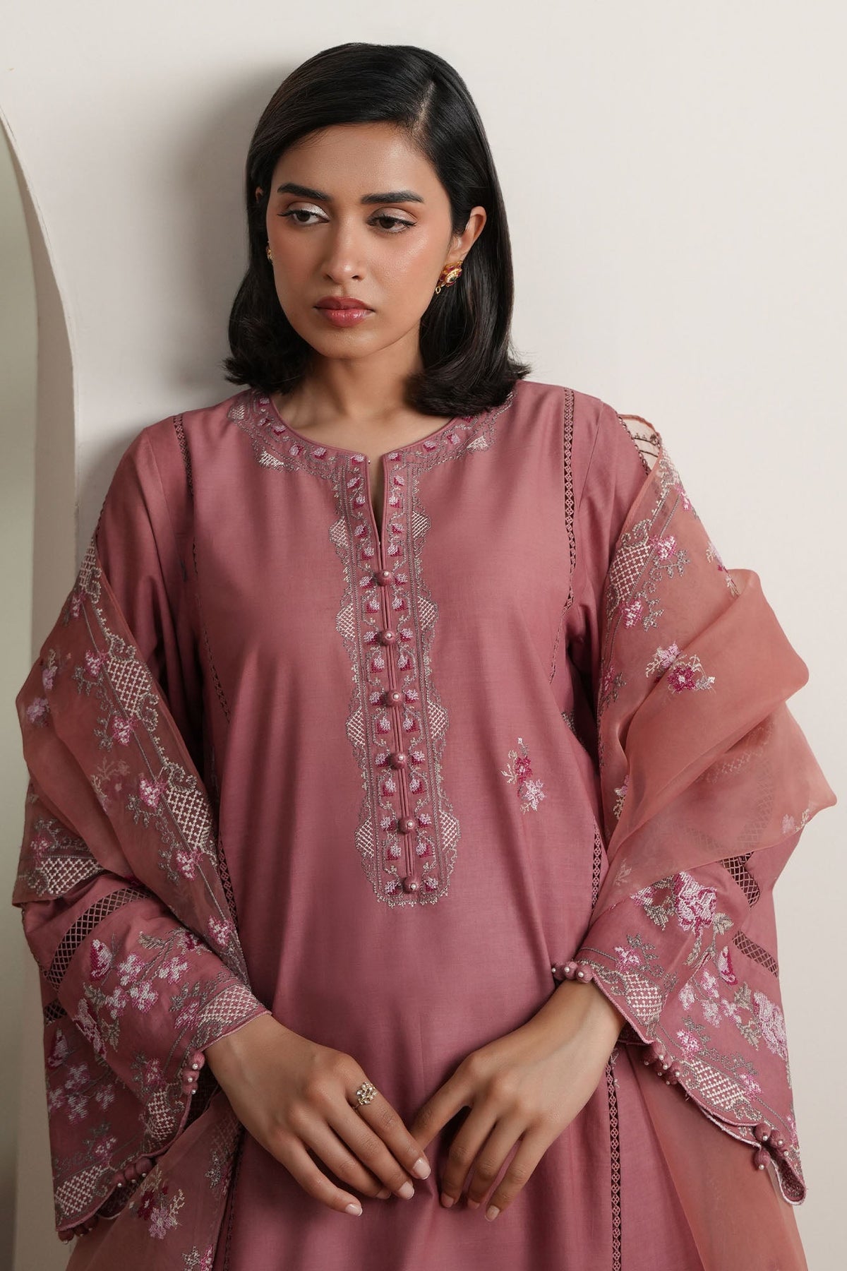 Cross Stitch | Mahiri Embroidered Collection 26 | BLUSH TAPESTRY by Cross Stitch - Designer Dress  - Type : Ladies Clothes - Available at Libayah - 100% Original 