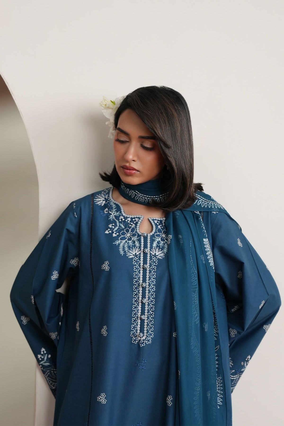 Cross Stitch | Mahiri Embroidered Collection 26 |SAPPHIRE GARDEN by Cross Stitch - Designer Dress  - Type : Ladies Clothes - Available at Libayah - 100% Original 