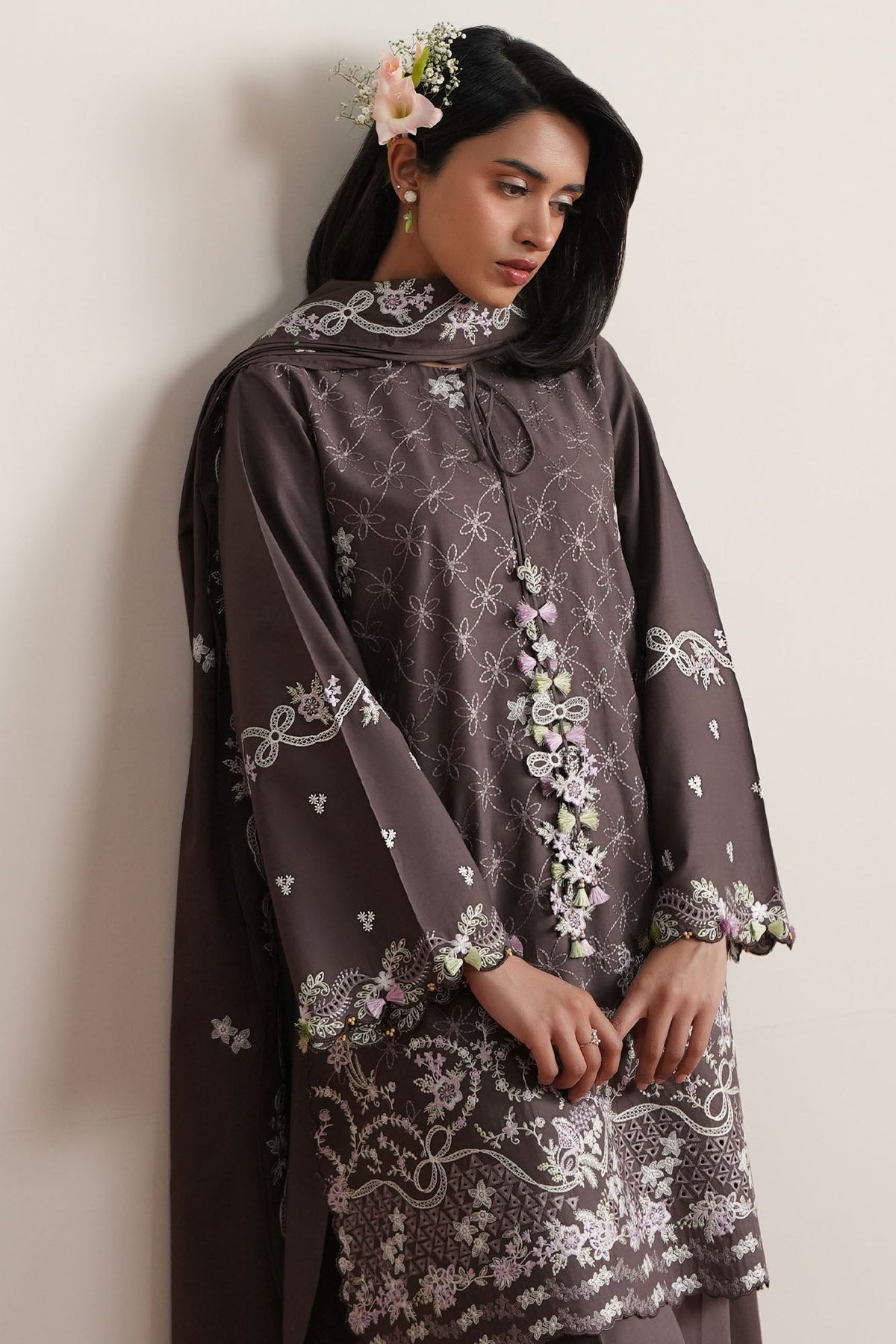 Cross Stitch | Mahiri Embroidered Collection 26 |COCOA WHISPER by Cross Stitch - Designer Dress  - Type : Ladies Clothes - Available at Libayah - 100% Original 