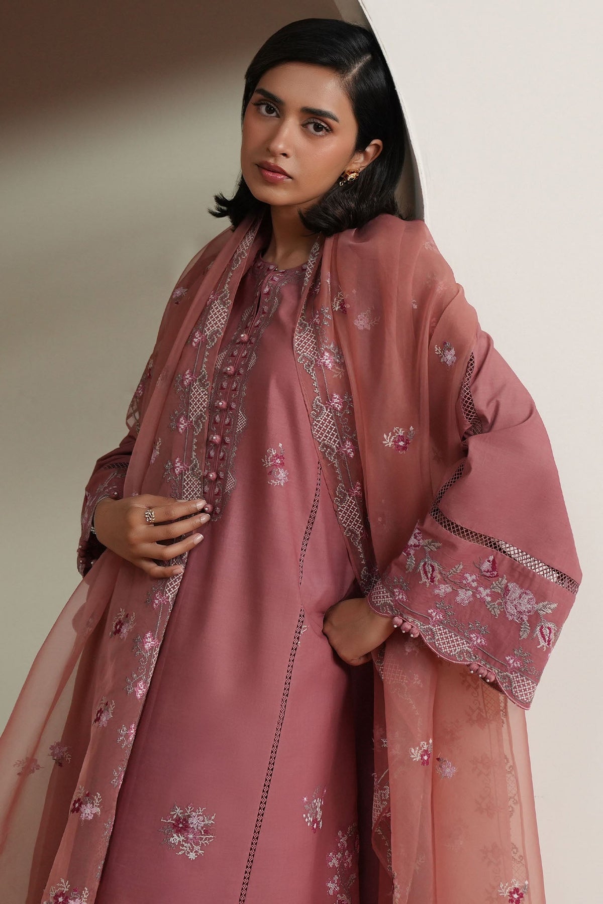 Cross Stitch | Mahiri Embroidered Collection 26 | BLUSH TAPESTRY by Cross Stitch - Designer Dress  - Type : Ladies Clothes - Available at Libayah - 100% Original 