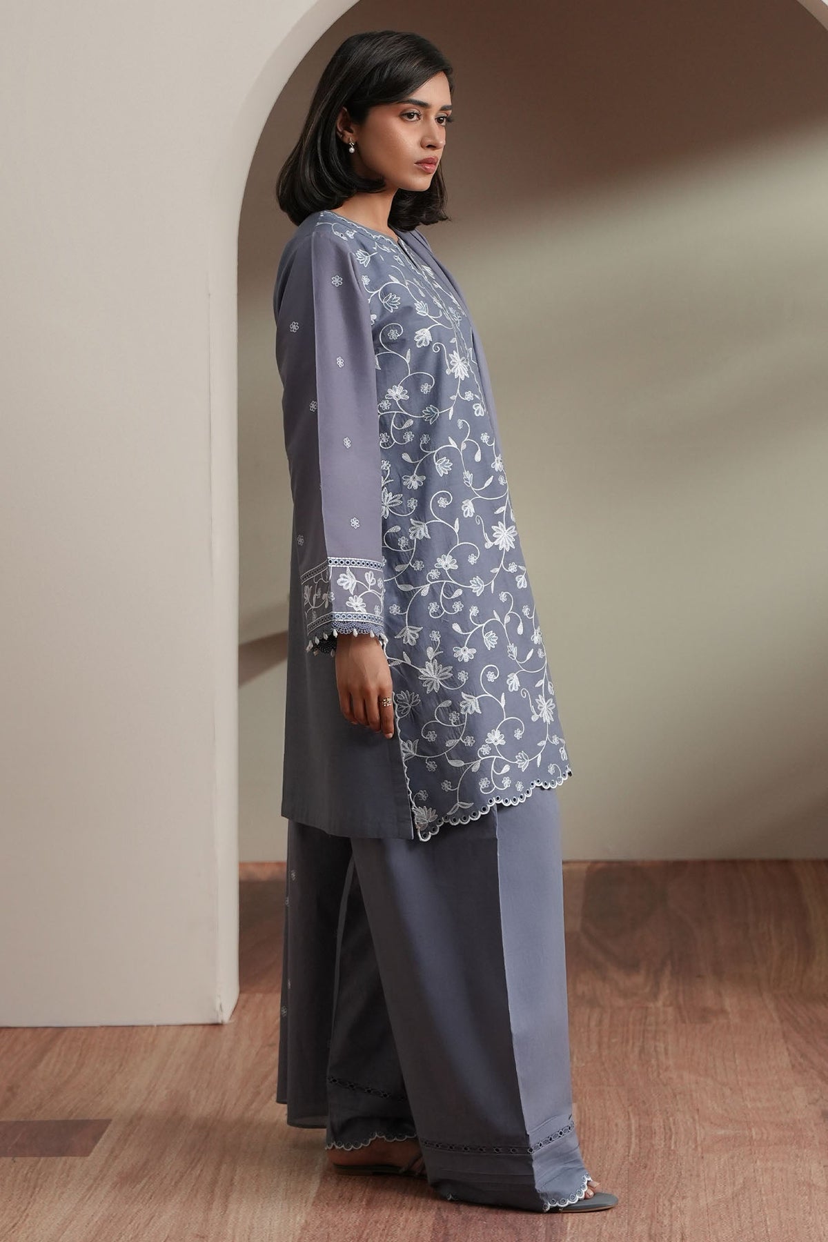 Cross Stitch | Mahiri Embroidered Collection 26 | SLATE PETALS by Cross Stitch - Designer Dress  - Type : Ladies Clothes - Available at Libayah - 100% Original 