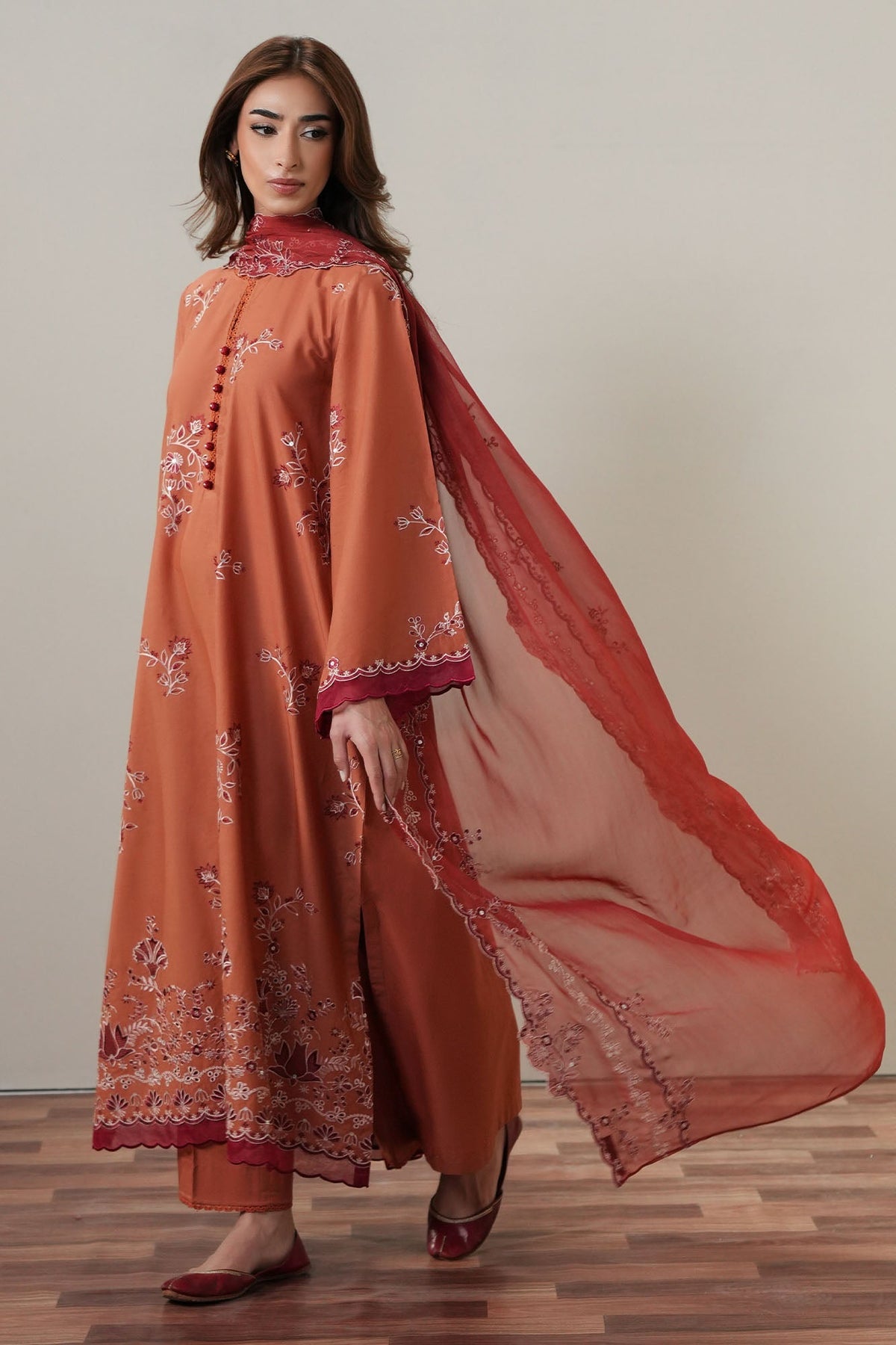 Cross Stitch | Mahiri Embroidered Collection 26 |SCARLET EMBER by Cross Stitch - Designer Dress  - Type : Ladies Clothes - Available at Libayah - 100% Original 