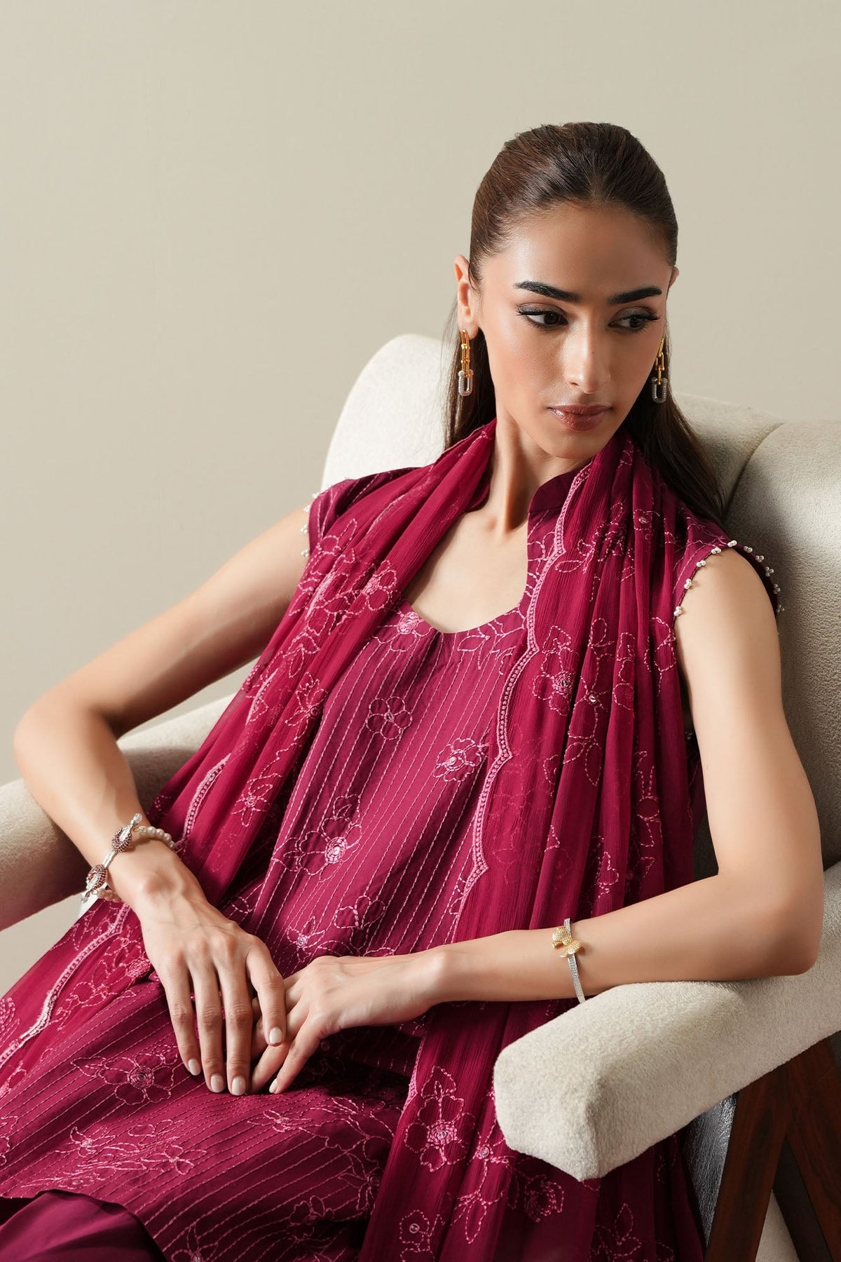 Cross Stitch | Mahiri Embroidered Collection 26 |RUBY GLOW by Cross Stitch - Designer Dress  - Type : Ladies Clothes - Available at Libayah - 100% Original 