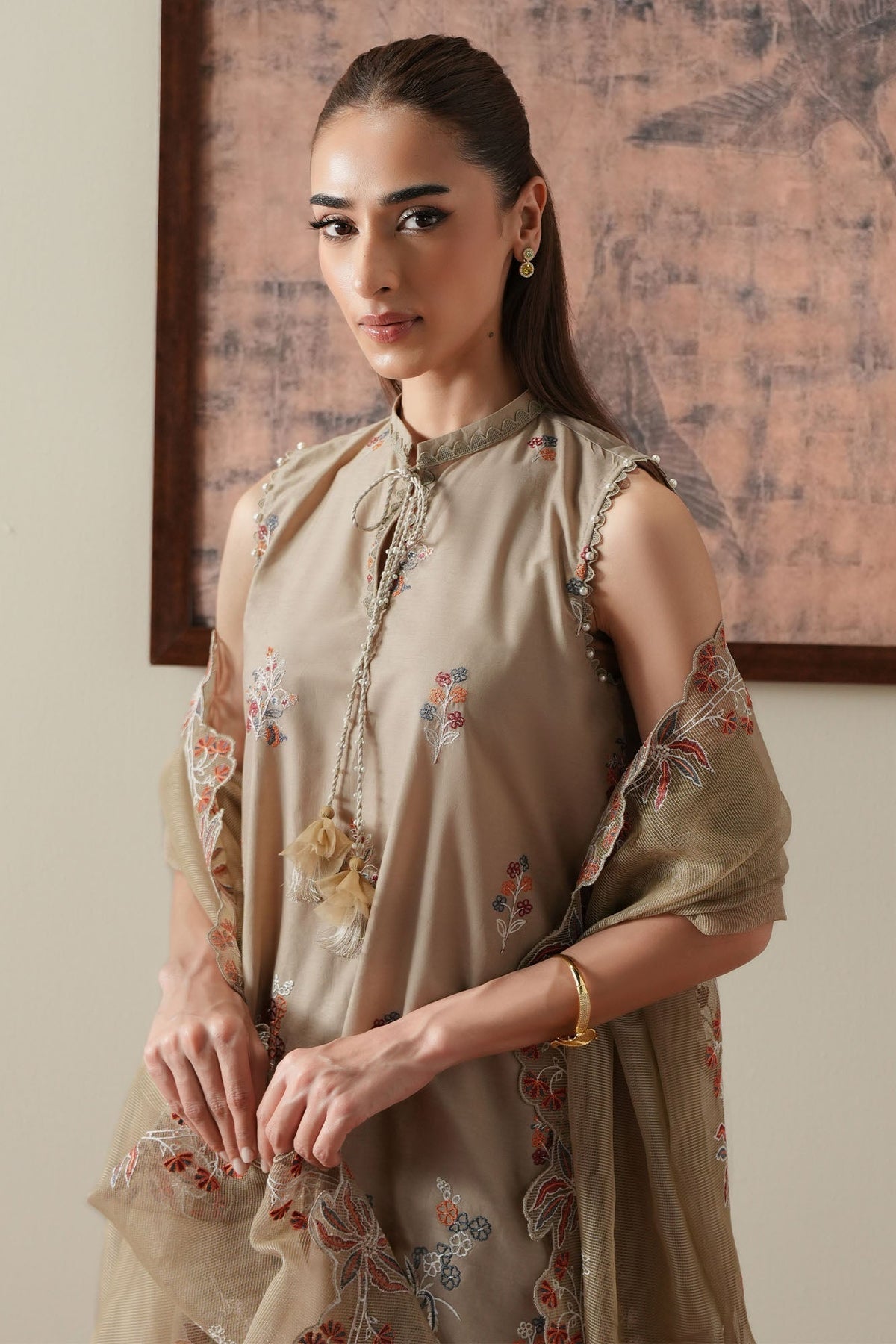 Cross Stitch | Mahiri Embroidered Collection 26 |DUSTY SAGE by Cross Stitch - Designer Dress  - Type : Ladies Clothes - Available at Libayah - 100% Original 