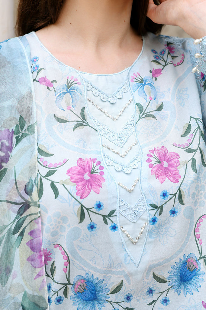Cross Stitch | Eid Lawn Edit 26 | AQUA GLINT by Cross Stitch - Designer Dress  - Type : Ladies Clothes - Available at Libayah - 100% Original 