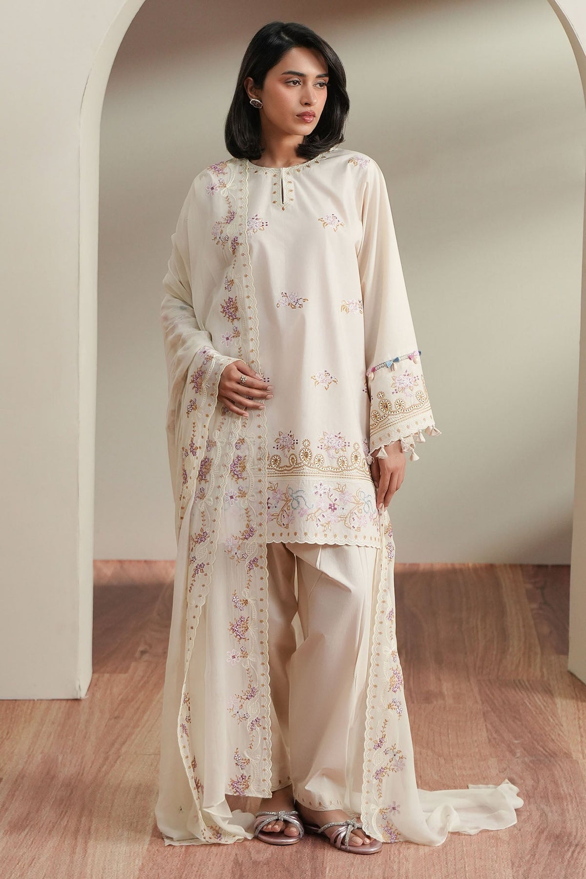 Cross Stitch | Mahiri Embroidered Collection 26 | VORY MOSIAC by Cross Stitch - Designer Dress  - Type : Ladies Clothes - Available at Libayah - 100% Original 