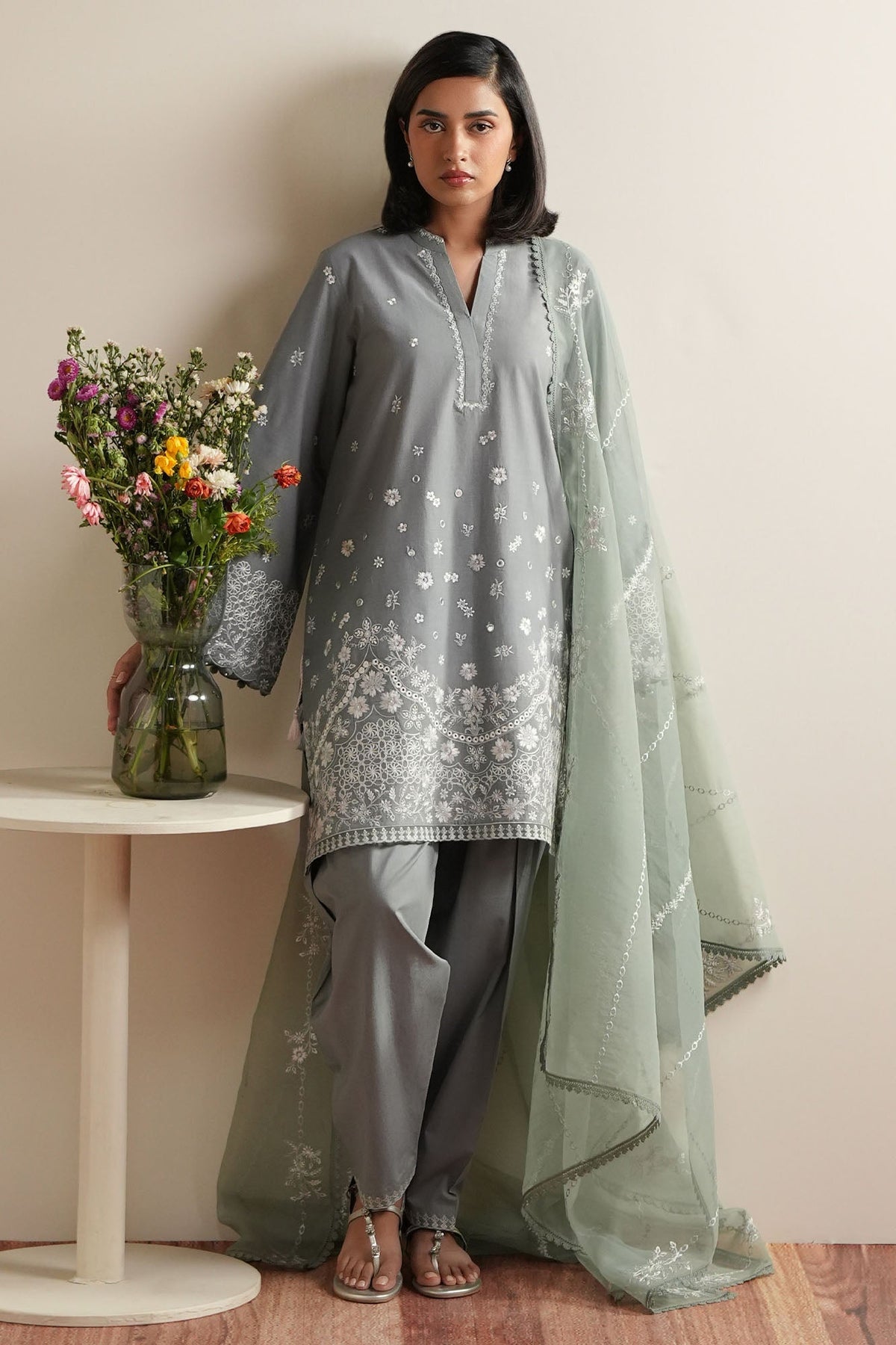 Cross Stitch | Mahiri Embroidered Collection 26 |AQUA REVERIE by Cross Stitch - Designer Dress  - Type : Ladies Clothes - Available at Libayah - 100% Original 