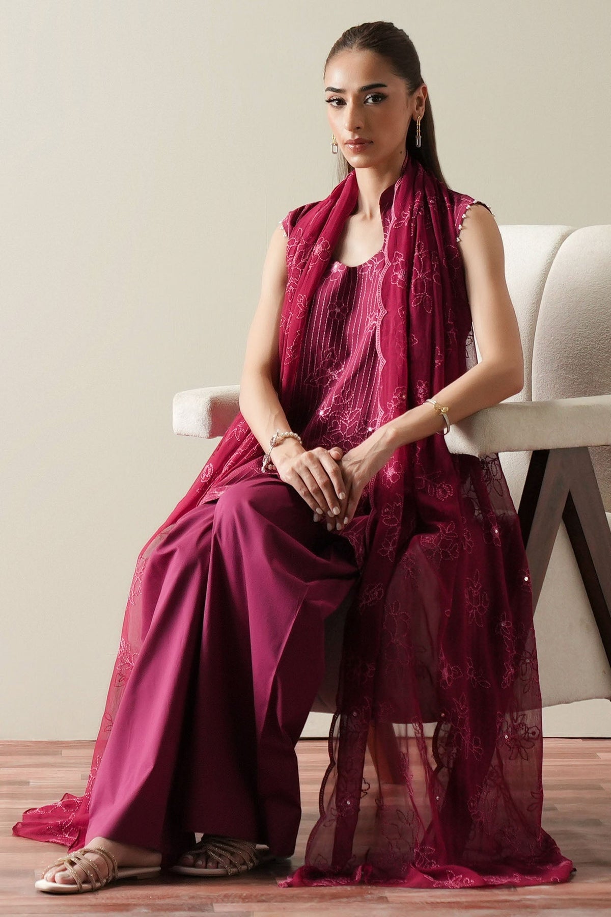 Cross Stitch | Mahiri Embroidered Collection 26 |RUBY GLOW by Cross Stitch - Designer Dress  - Type : Ladies Clothes - Available at Libayah - 100% Original 