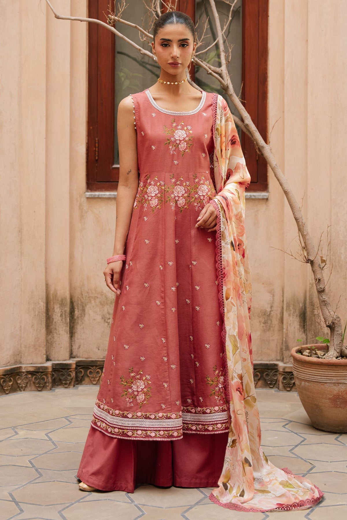 Cross Stitch | Mahiri Embroidered Collection 26 |ROSEATE WHISPER by Cross Stitch - Designer Dress  - Type : Ladies Clothes - Available at Libayah - 100% Original 