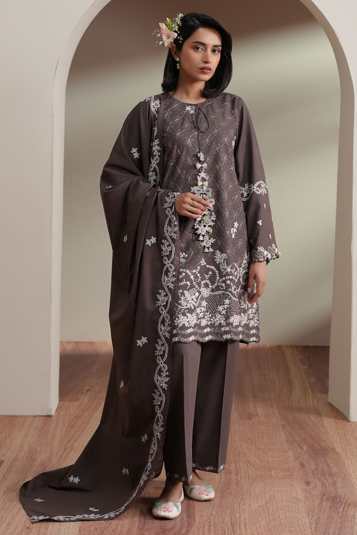 Cross Stitch | Mahiri Embroidered Collection 26 |COCOA WHISPER by Cross Stitch - Designer Dress  - Type : Ladies Clothes - Available at Libayah - 100% Original 