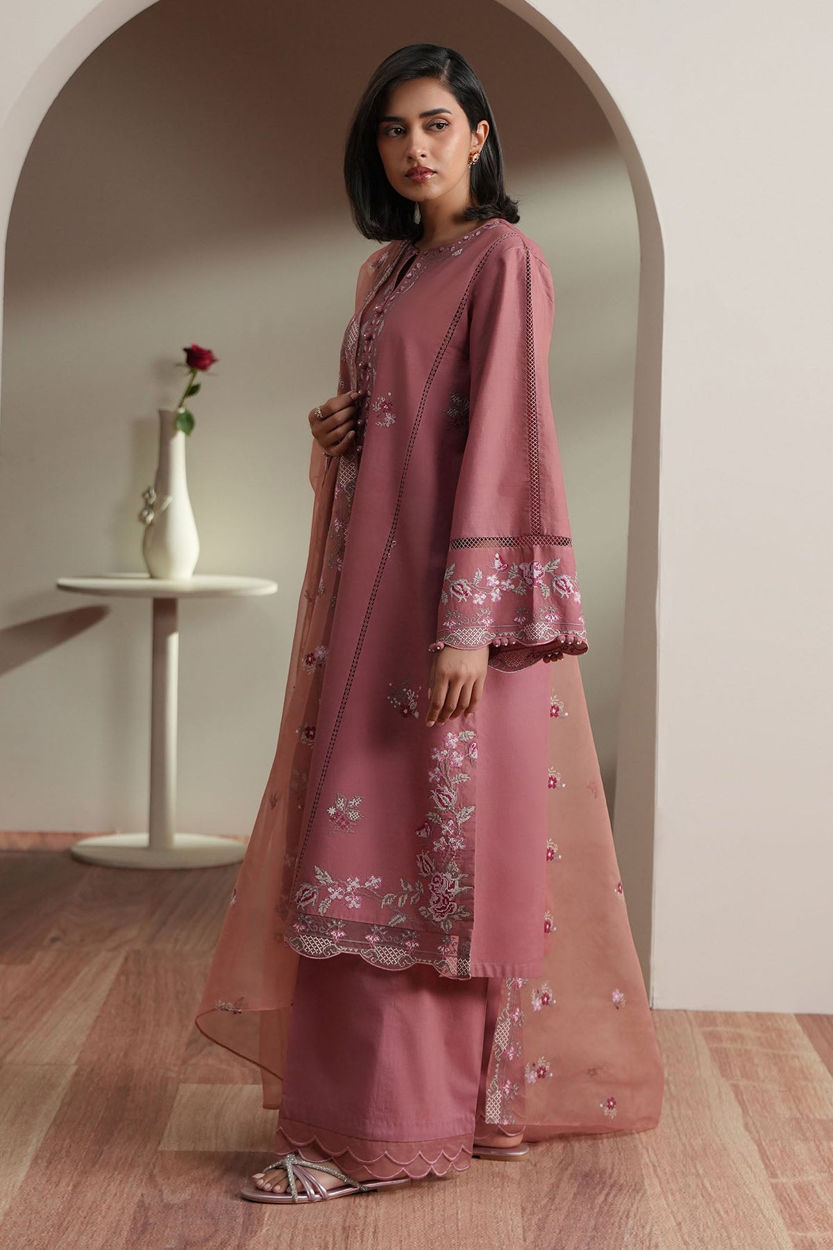 Cross Stitch | Mahiri Embroidered Collection 26 | BLUSH TAPESTRY by Cross Stitch - Designer Dress  - Type : Ladies Clothes - Available at Libayah - 100% Original 