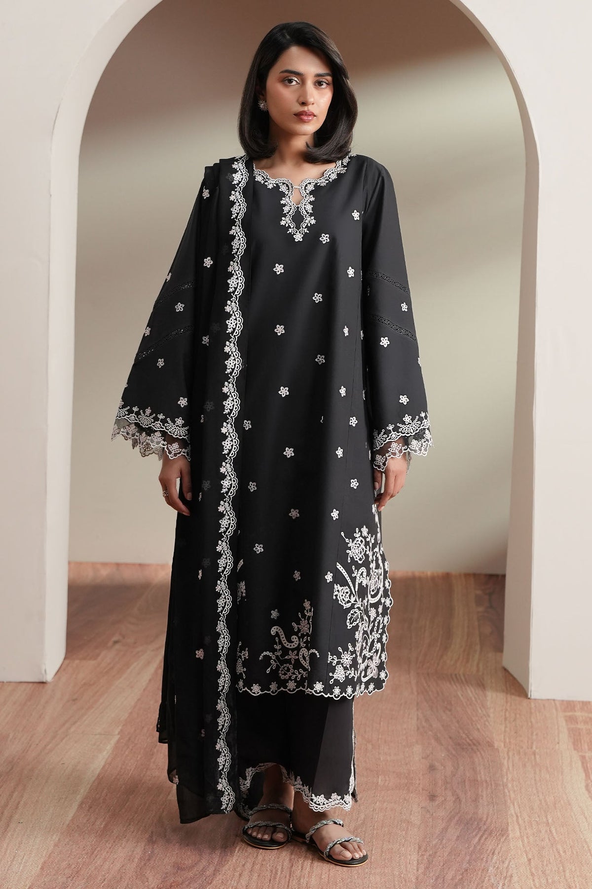 Cross Stitch | Mahiri Embroidered Collection 26 | NOIR CANVAS by Cross Stitch - Designer Dress  - Type : Ladies Clothes - Available at Libayah - 100% Original 