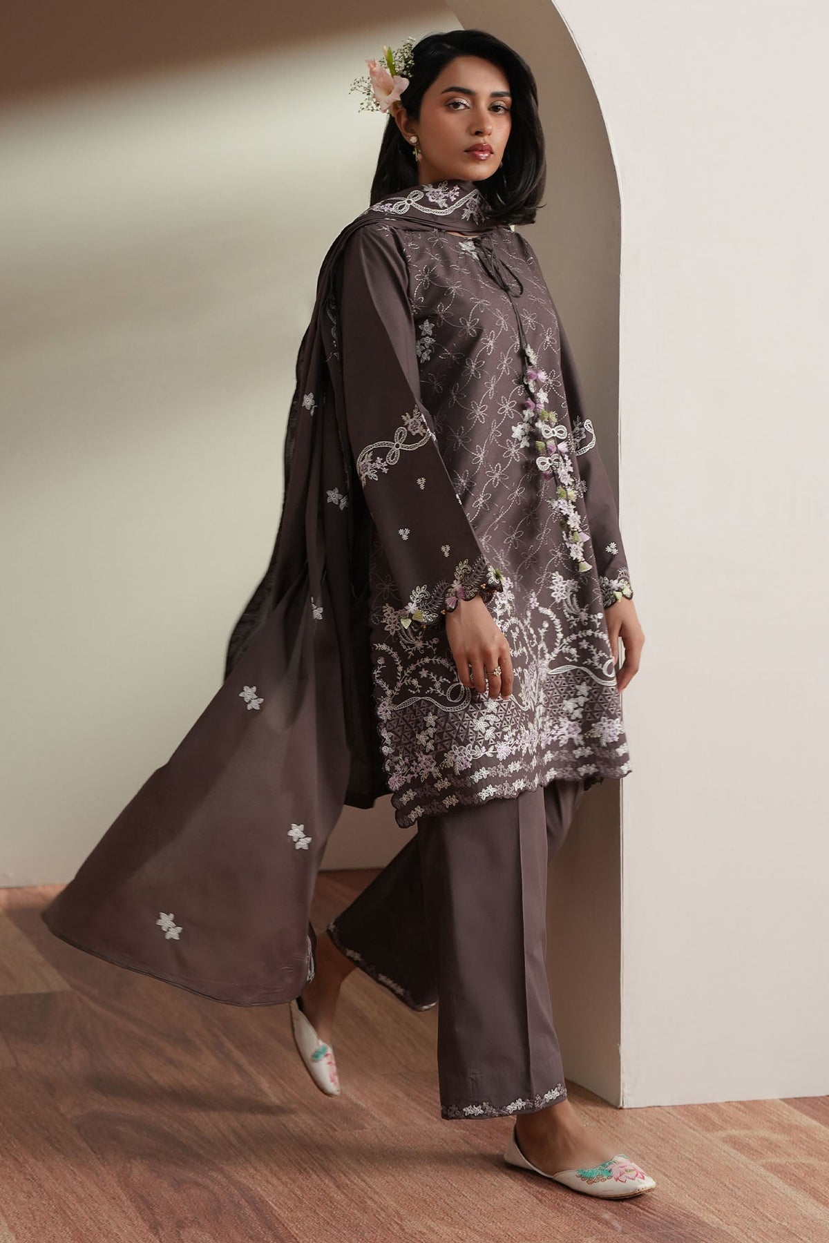 Cross Stitch | Mahiri Embroidered Collection 26 |COCOA WHISPER by Cross Stitch - Designer Dress  - Type : Ladies Clothes - Available at Libayah - 100% Original 
