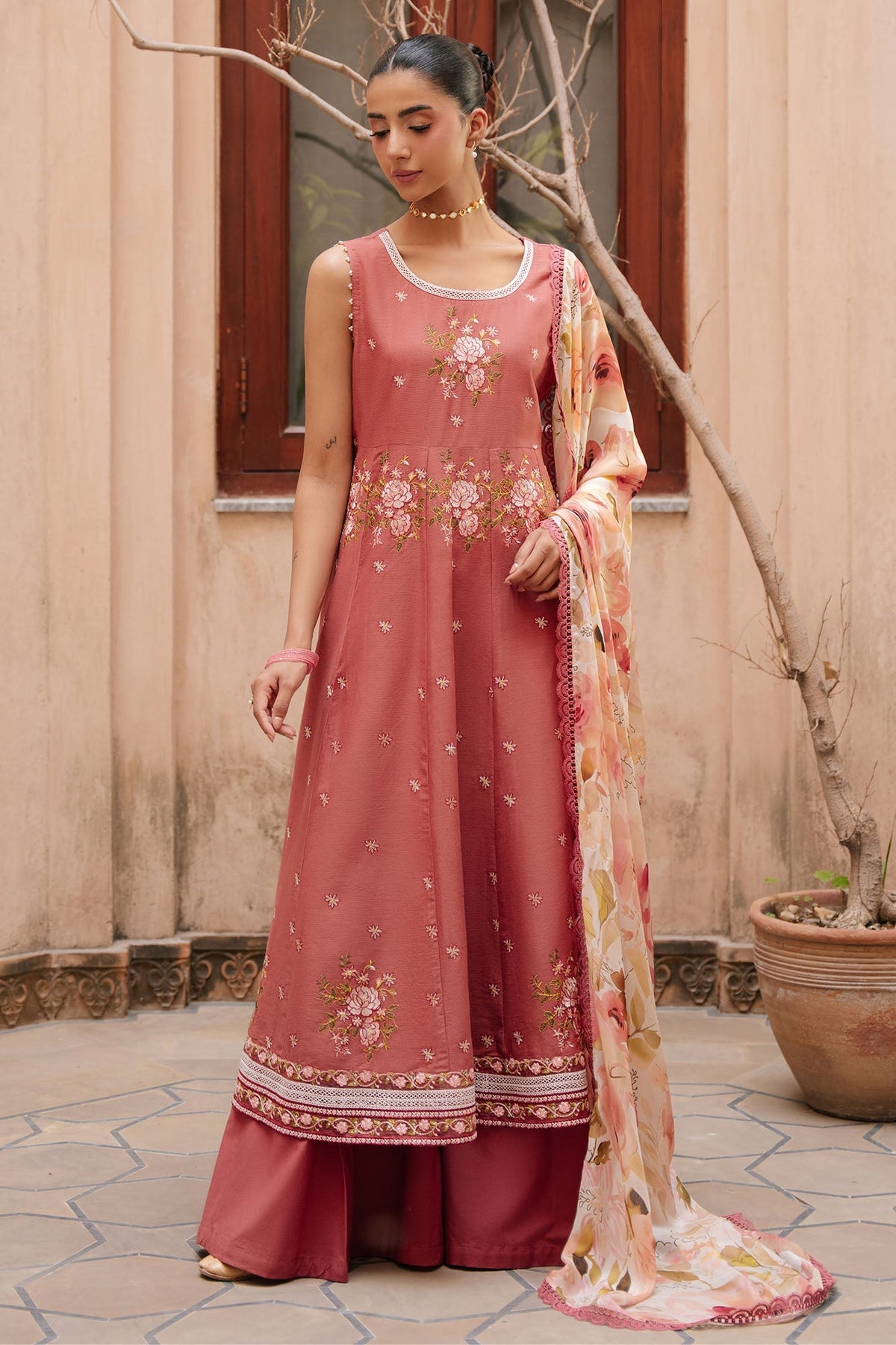 Cross Stitch | Mahiri Embroidered Collection 26 |ROSEATE WHISPER by Cross Stitch - Designer Dress  - Type : Ladies Clothes - Available at Libayah - 100% Original 