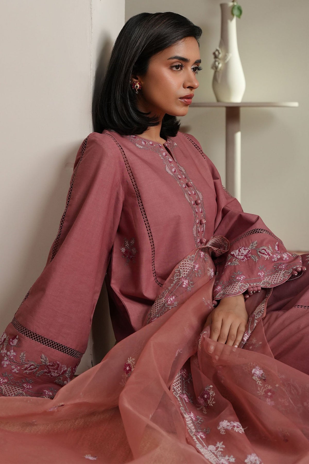 Cross Stitch | Mahiri Embroidered Collection 26 | BLUSH TAPESTRY by Cross Stitch - Designer Dress  - Type : Ladies Clothes - Available at Libayah - 100% Original 