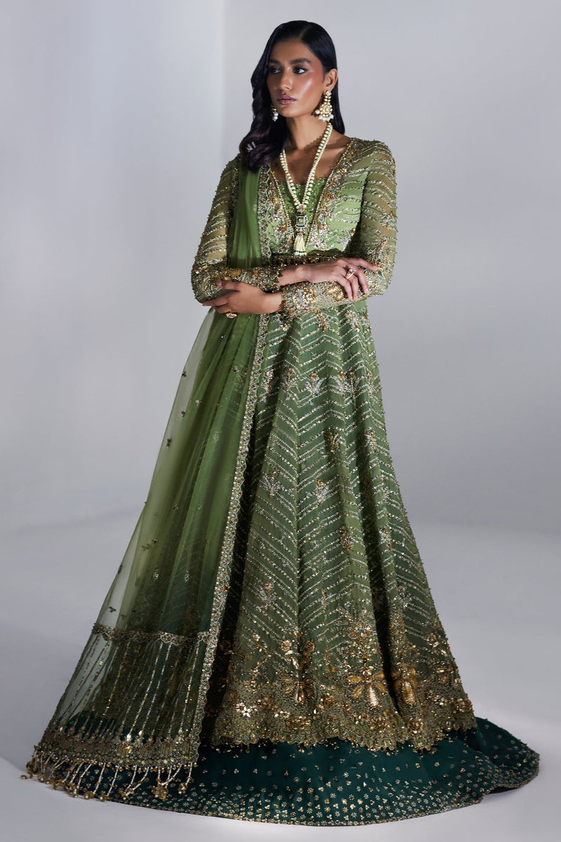 Elan | Luxury Wedding Wears | SCINTILLANT OLIVE (EP-20995) - Designer Dress - Type : Ladies Clothes - Available at Libayah - 100% Original