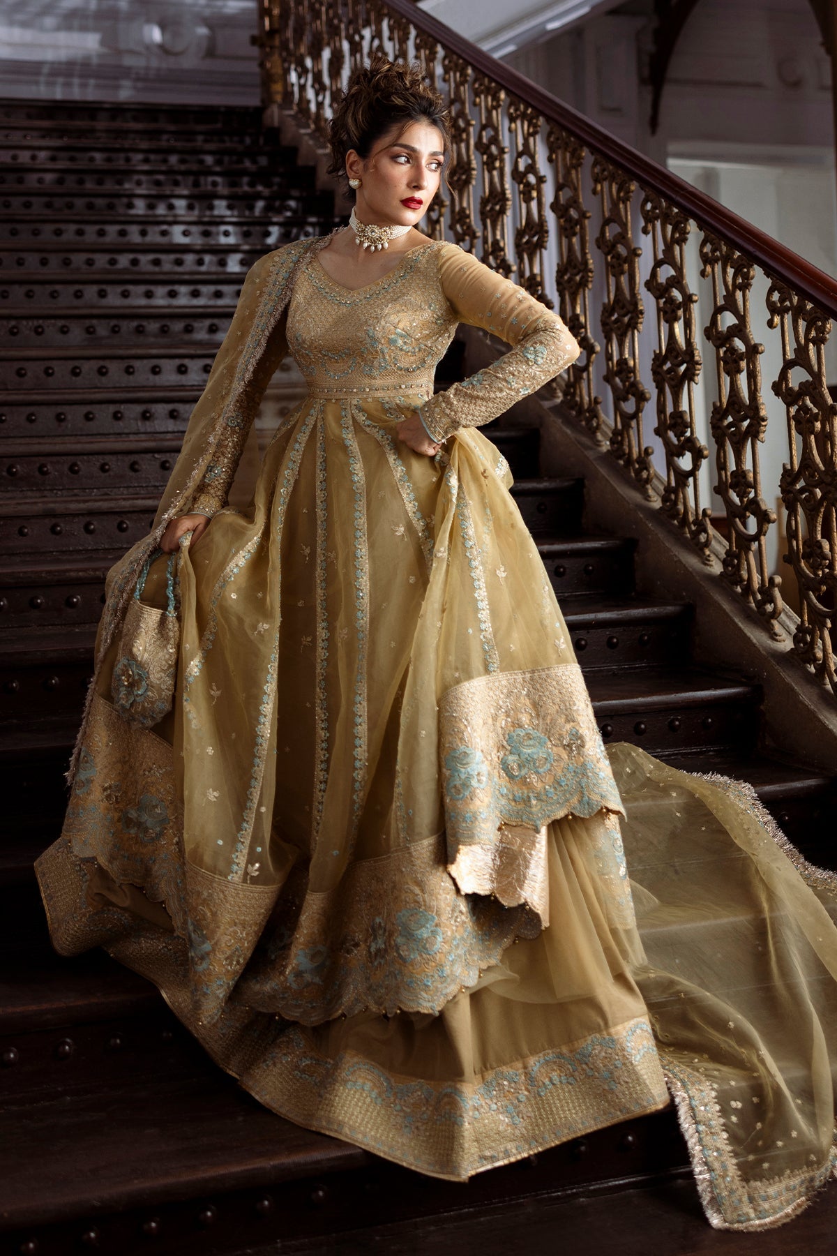 Erum Khan | Jahan Wedding 25 | Golden Glow by Erum Khan - Designer Dress  - Type : Ladies Clothes - Available at Libayah - 100% Original 