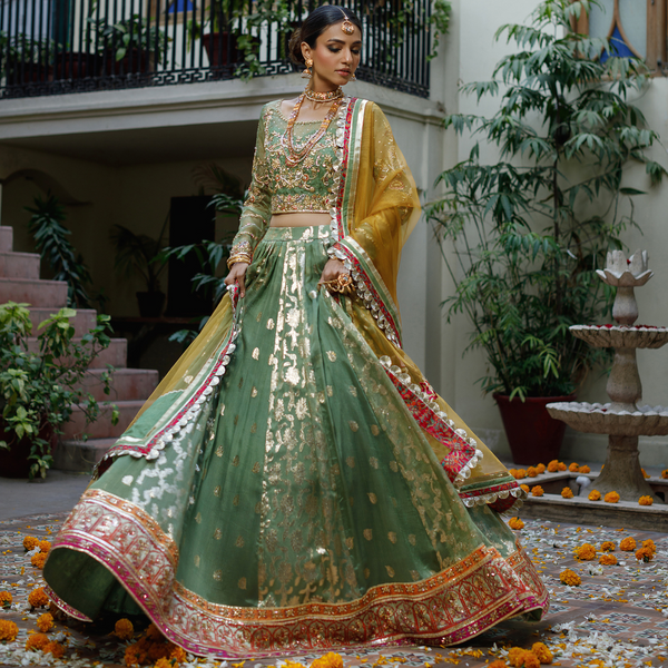 Wahajmkhan | Bahar Begum Formals | GREEN GALORE by Wahaj M.Khan - Designer Dress - Type: Ladies Clothes - Available at Libayah - 100% Original