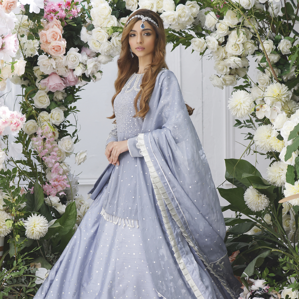 Wahajmkhan | Eden wedding Formals | PERIWINKLE PEPLUM & LENGA by Wahaj M.Khan - Designer Dress - Type: Ladies Clothes - Available at Libayah - 100% Original
