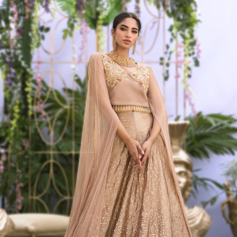 Wahaj M.Khan | Nureh Wedding Formals | Rose Gold Lenga and Choli by Wahaj M.Khan - Designer Dress - Type: Ladies Clothes - Available at Libayah - 100% Original