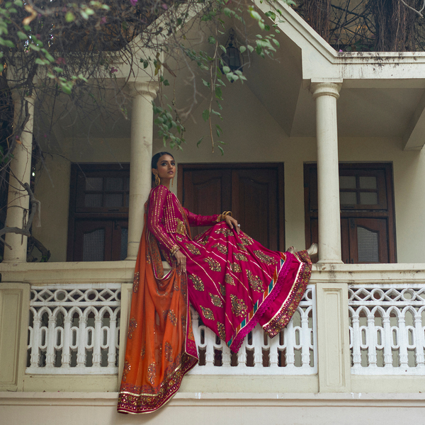 Wahajmkhan | Bahar Begum Formals | MAGENTA BLOCK ANARKALI by Wahaj M.Khan - Designer Dress - Type: Ladies Clothes - Available at Libayah - 100% Original