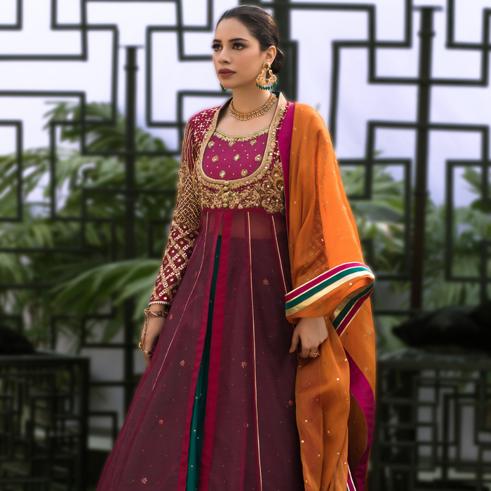 Wahaj M.Khan | Nureh Wedding Formals | Magenta Anarkali by Wahaj M.Khan - Designer Dress - Type: Ladies Clothes - Available at Libayah - 100% Original