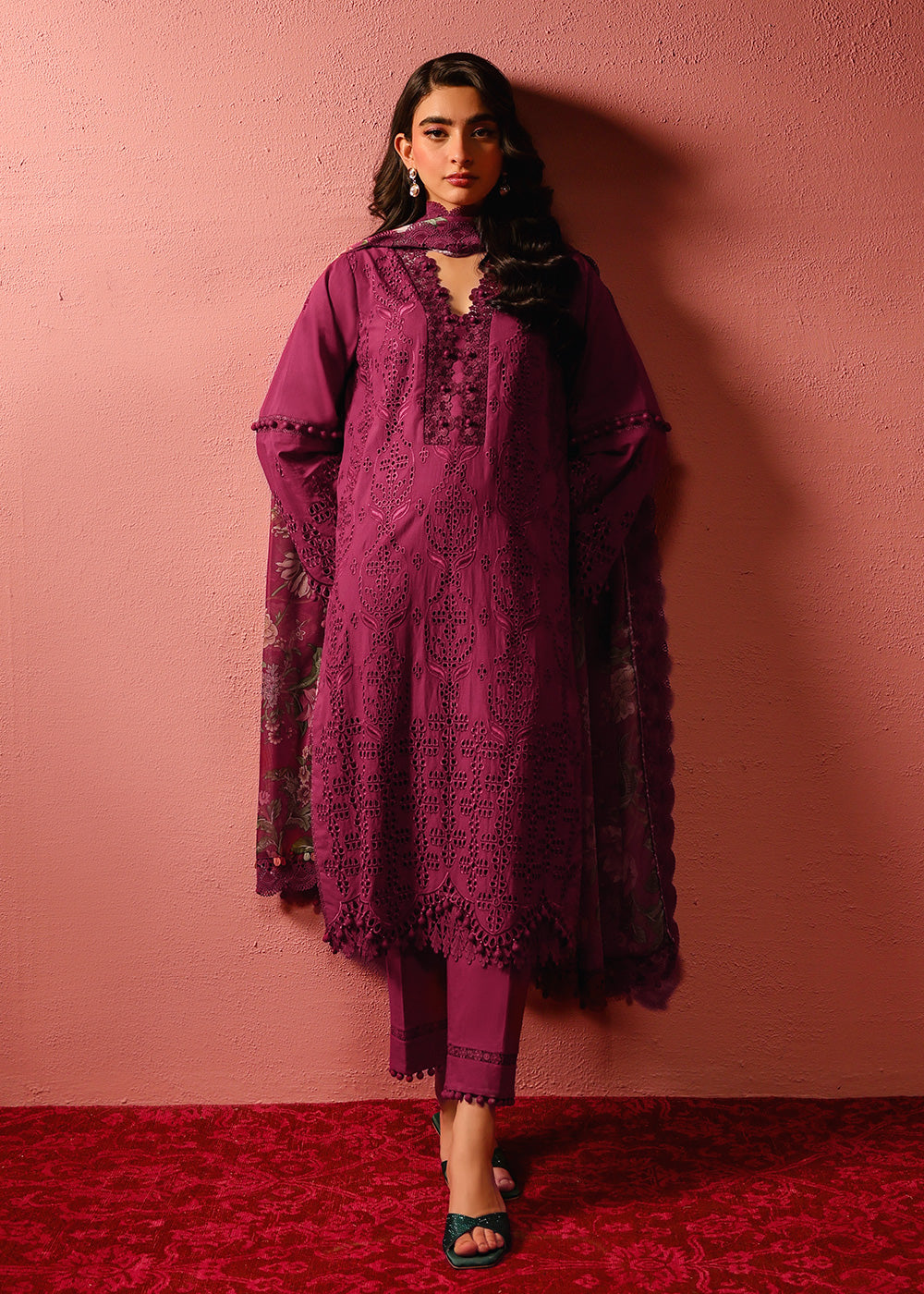 Al Karam | Schiffli Capsule | RTS | SHIRT, TROUSER & DUPATTA 1 by Al Karam - Designer Dress  - Type : Ladies Clothes - Available at Libayah - 100% Original 