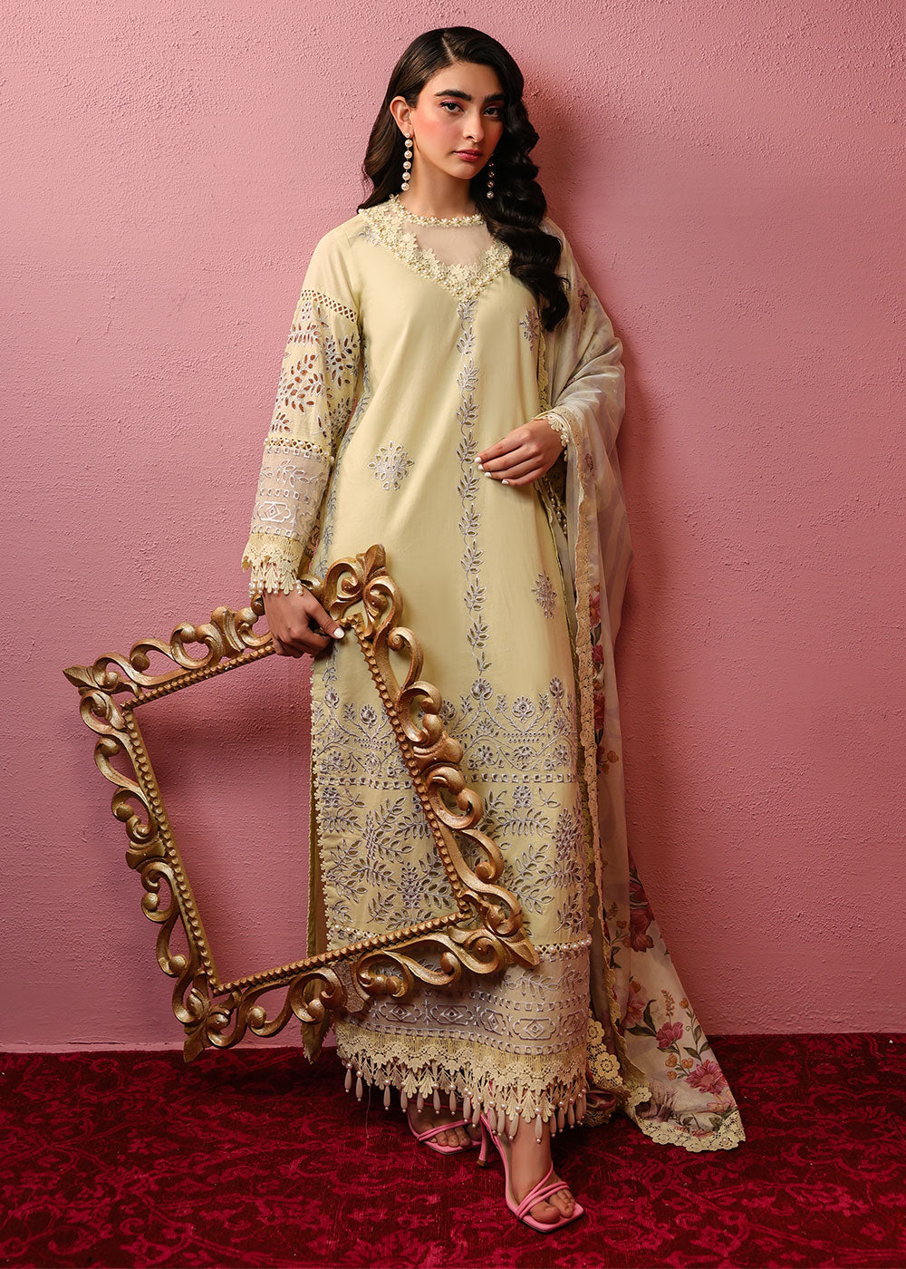 Al Karam | Schiffli Capsule | RTS | SHIRT, TROUSER & DUPATTA 4 by Al Karam - Designer Dress  - Type : Ladies Clothes - Available at Libayah - 100% Original 