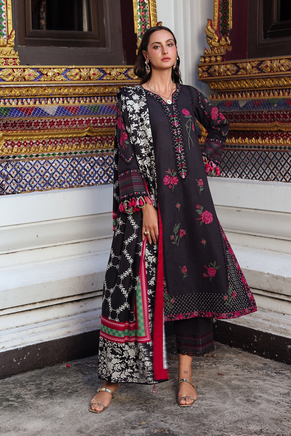 3-pc Wool Shawl Collection PSW5-05 – authentic Pakistani dress from the Charizma Poshima Winters 25 collection for women in the UK
