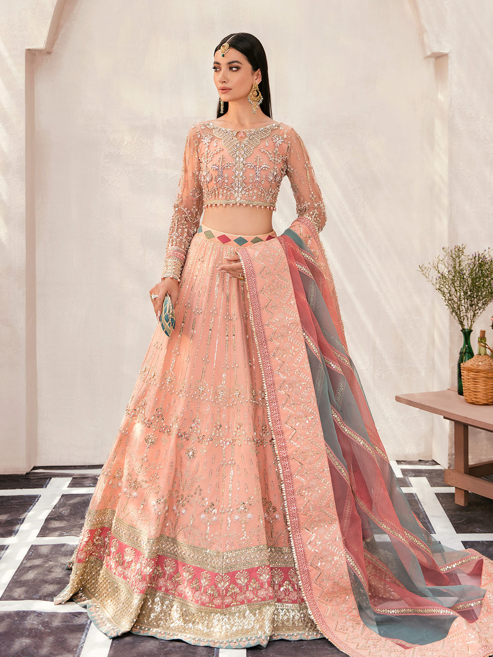 Gulaal | Wedding Formals | AFREEN GL-WS-22V1-29 (PEACH LEHNGA CHOLI) by Gulaal - Designer Dress - Type: Ladies Clothes - Available at Libayah - 100% Original