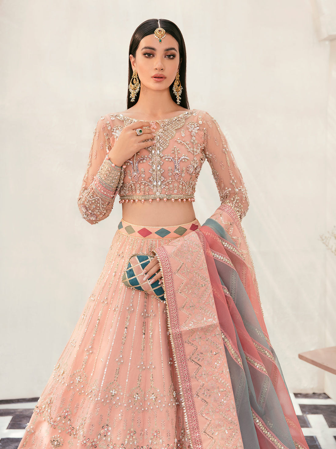 Gulaal | Wedding Formals | AFREEN GL-WS-22V1-29 (PEACH LEHNGA CHOLI) by Gulaal - Designer Dress - Type: Ladies Clothes - Available at Libayah - 100% Original