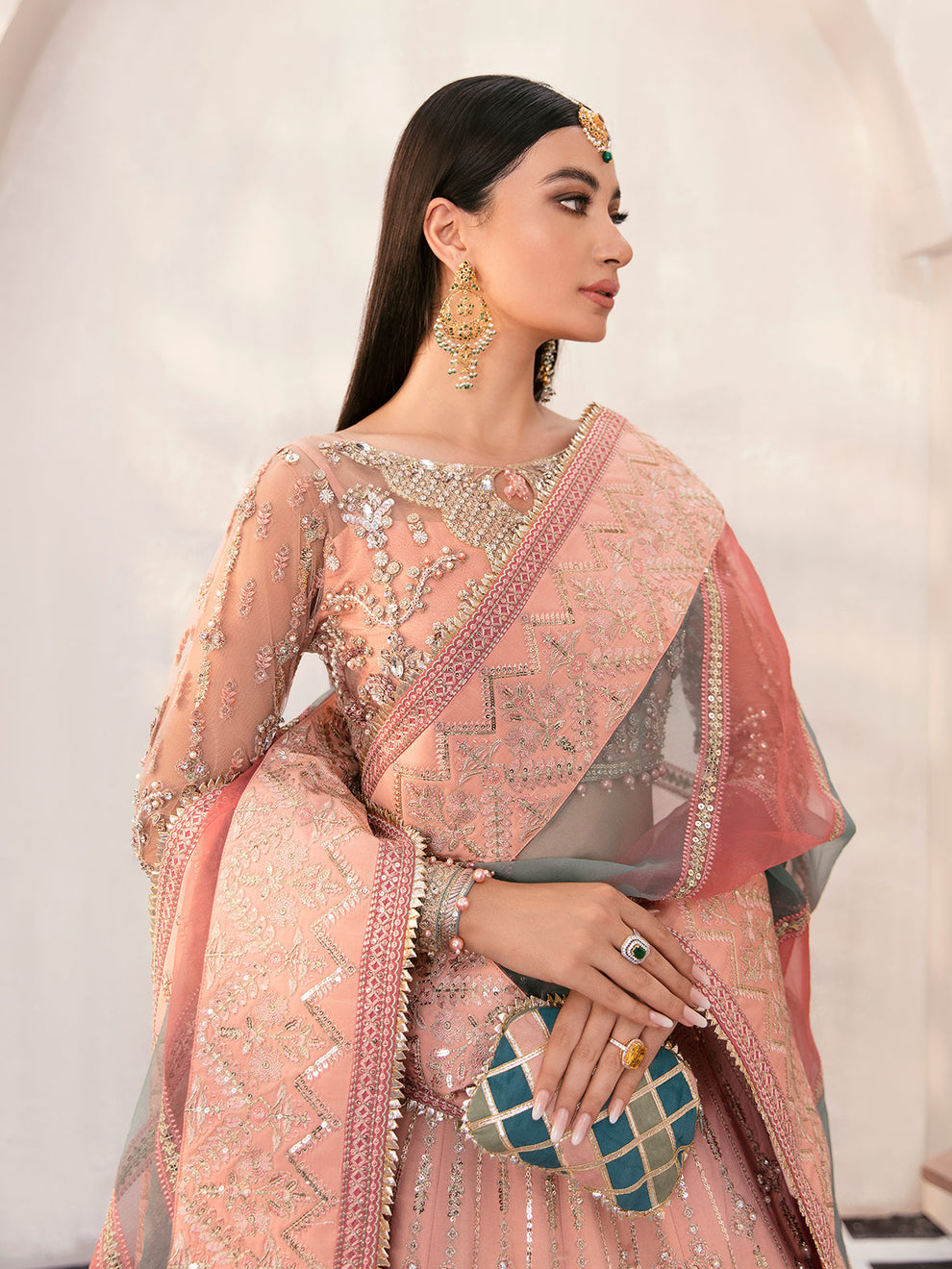 Gulaal | Wedding Formals | AFREEN GL-WS-22V1-29 (PEACH LEHNGA CHOLI) by Gulaal - Designer Dress - Type: Ladies Clothes - Available at Libayah - 100% Original