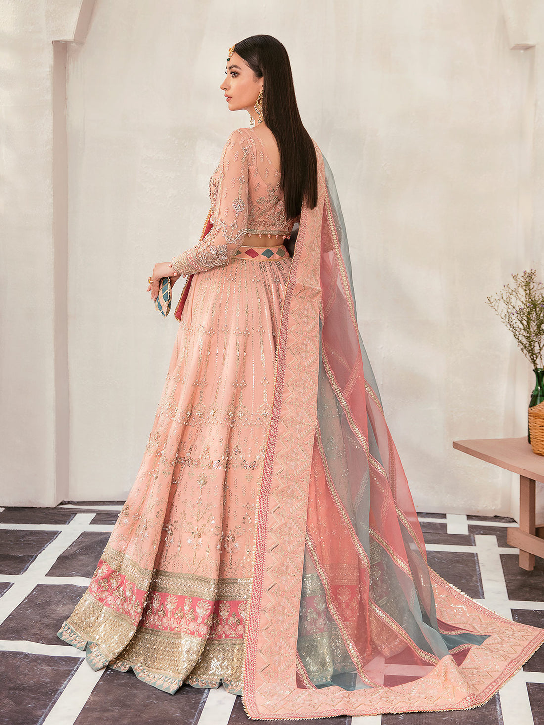 Gulaal | Wedding Formals | AFREEN GL-WS-22V1-29 (PEACH LEHNGA CHOLI) by Gulaal - Designer Dress - Type: Ladies Clothes - Available at Libayah - 100% Original