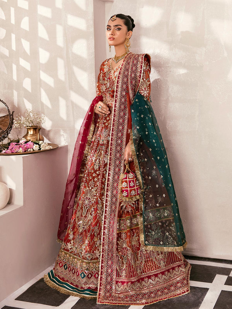 Gulaal | Wedding Formals | ZAIRA GL-WS-22V1-30 (RUST ANGRAKHA) by Gulaal - Designer Dress - Type: Ladies Clothes - Available at Libayah - 100% Original