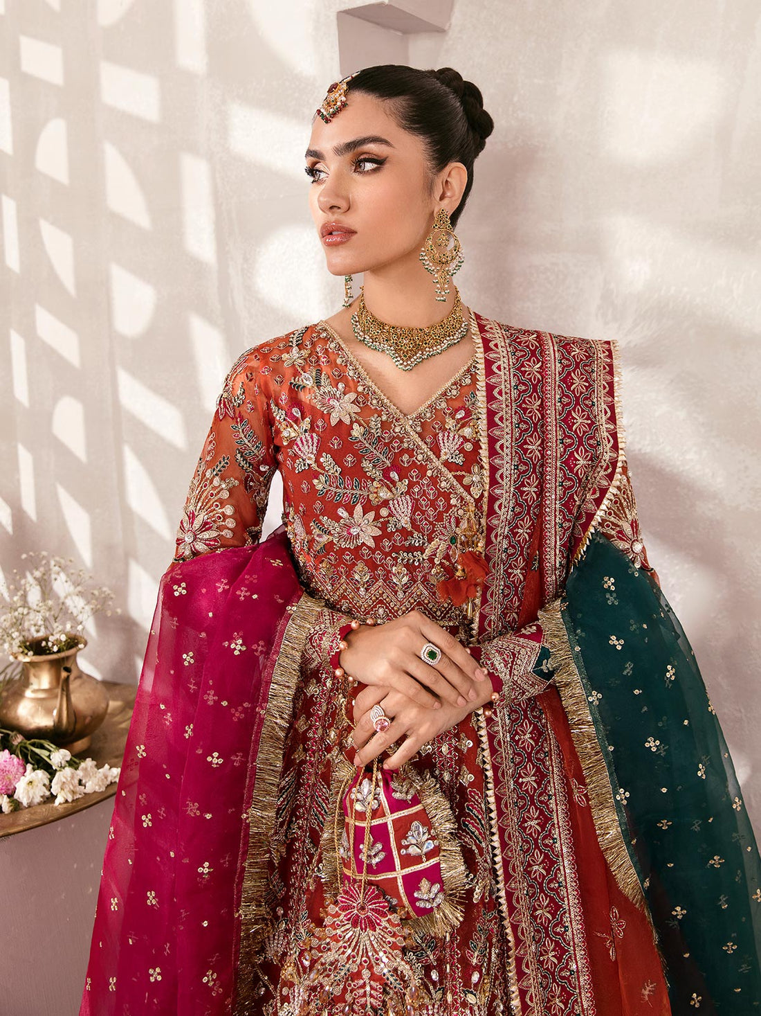 Gulaal | Wedding Formals | ZAIRA GL-WS-22V1-30 (RUST ANGRAKHA) by Gulaal - Designer Dress - Type: Ladies Clothes - Available at Libayah - 100% Original