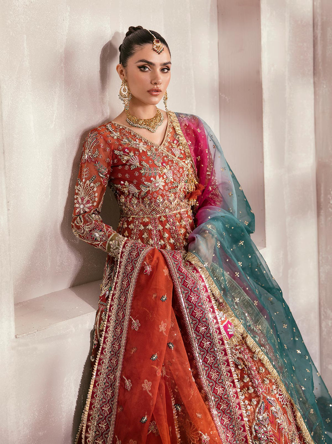 Gulaal | Wedding Formals | ZAIRA GL-WS-22V1-30 (RUST ANGRAKHA) by Gulaal - Designer Dress - Type: Ladies Clothes - Available at Libayah - 100% Original