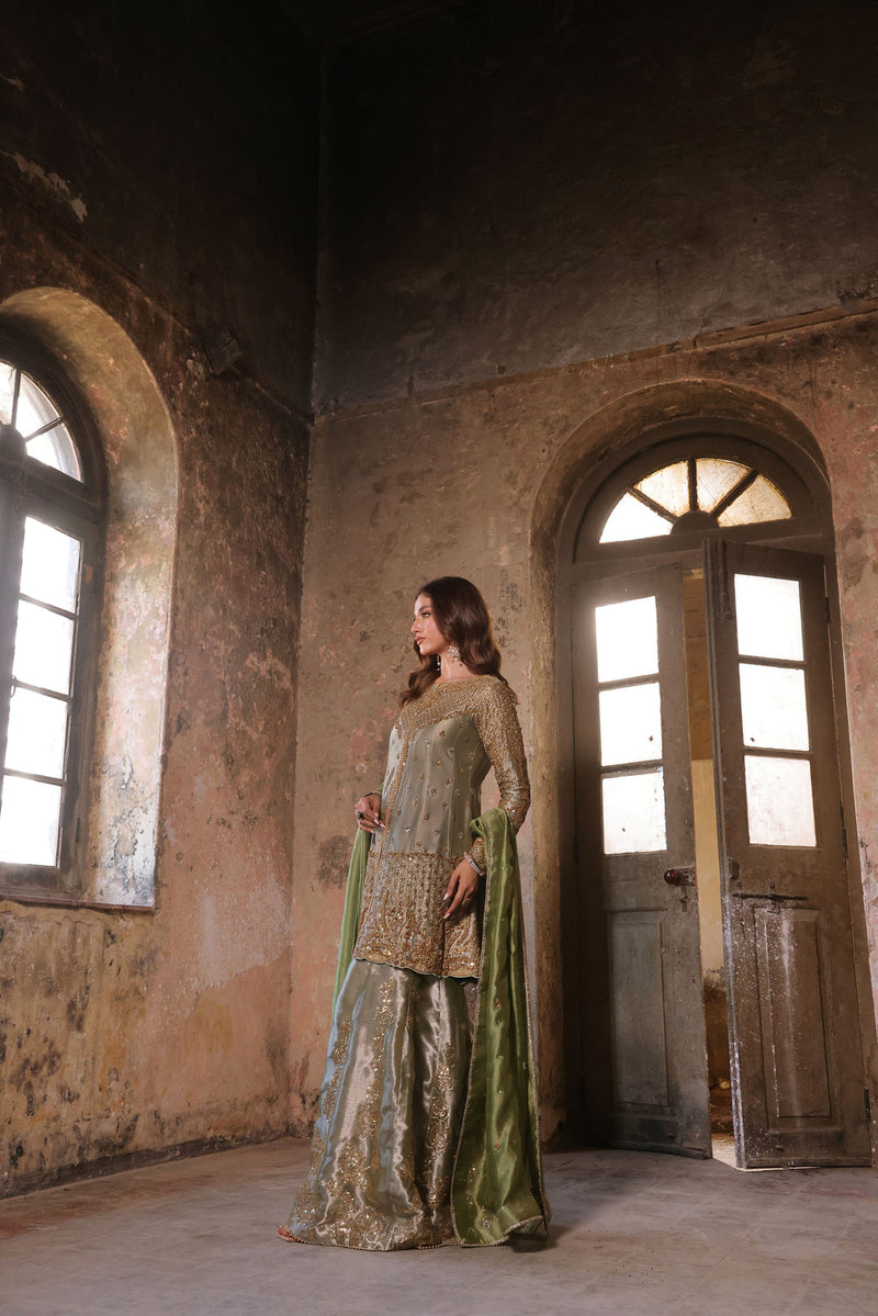 Wahaj M Khan | Banno Formals |  Mint Lama Bano Outfit by Wahaj M Khan - Designer Dress - Type: Ladies Clothes - Available at Libayah - 100% Original