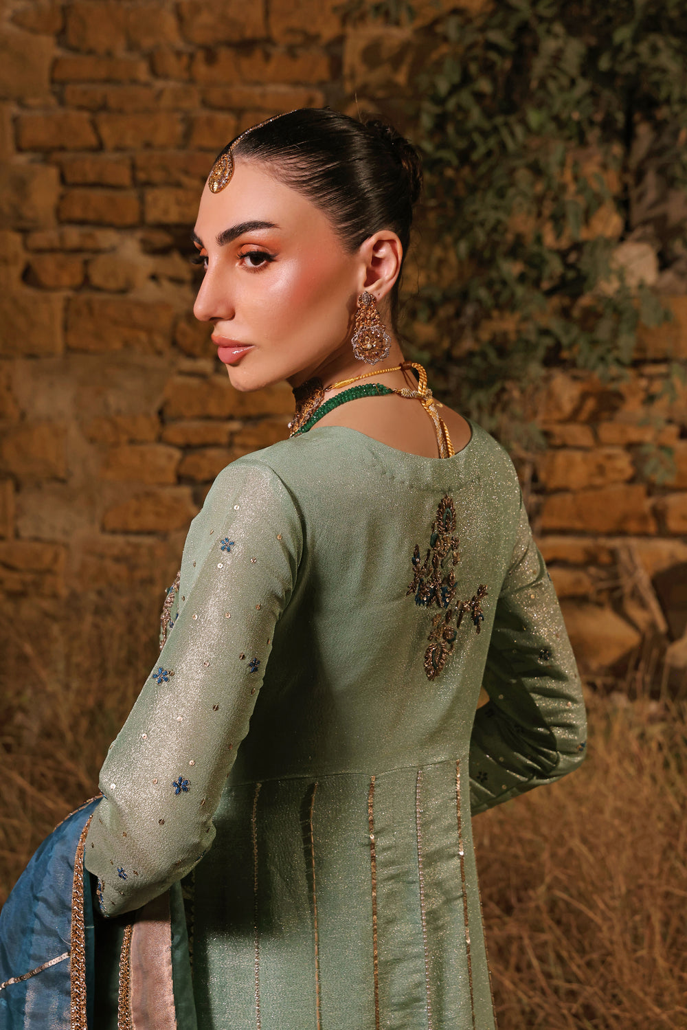 Wahaj M Khan | Banno Formals |  Ferozi Rosegold Bano Jacket by Wahaj M Khan - Designer Dress - Type: Ladies Clothes - Available at Libayah - 100% Original