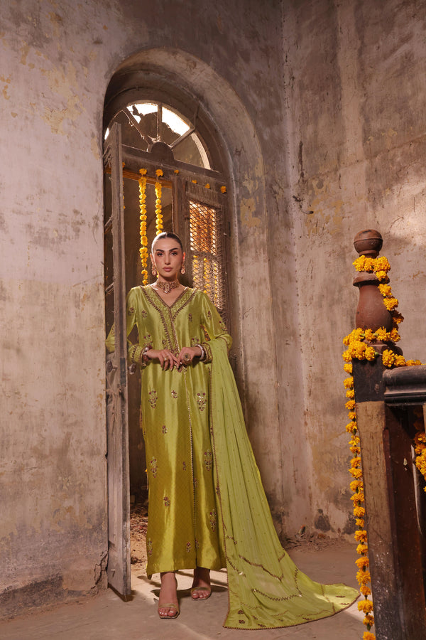 Wahaj M Khan | Banno Formals |  Electric classic Green Bano by Wahaj M Khan - Designer Dress - Type: Ladies Clothes - Available at Libayah - 100% Original