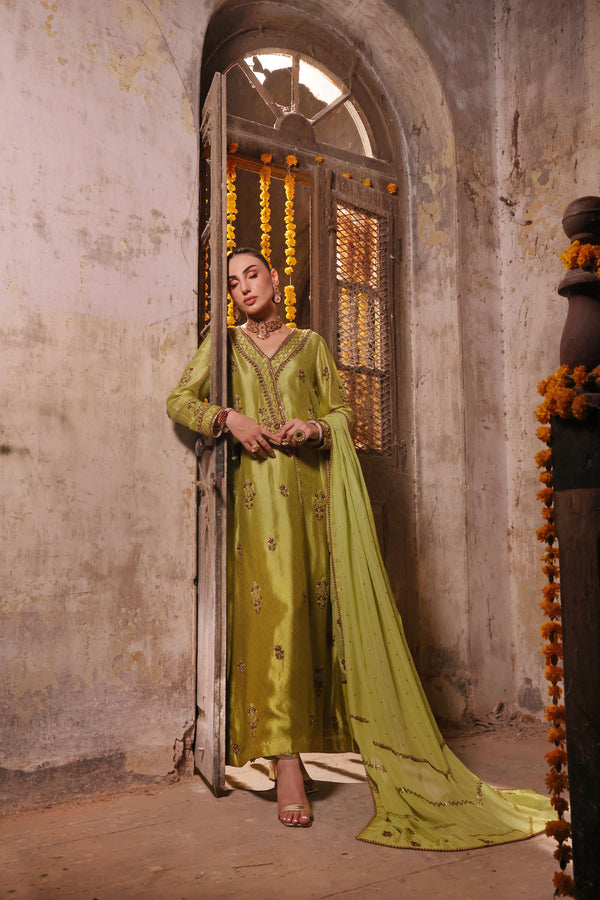 Wahaj M Khan | Banno Formals |  Electric classic Green Bano by Wahaj M Khan - Designer Dress - Type: Ladies Clothes - Available at Libayah - 100% Original