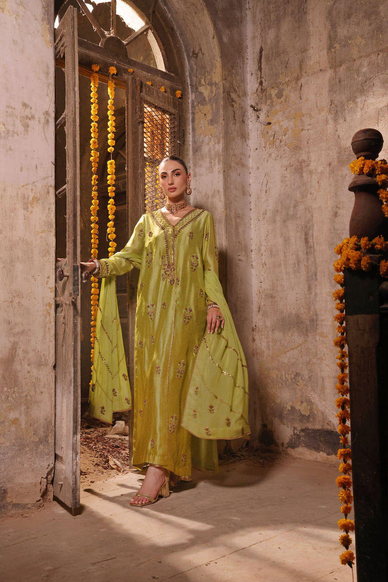 Wahaj M Khan | Banno Formals |  Electric classic Green Bano by Wahaj M Khan - Designer Dress - Type: Ladies Clothes - Available at Libayah - 100% Original