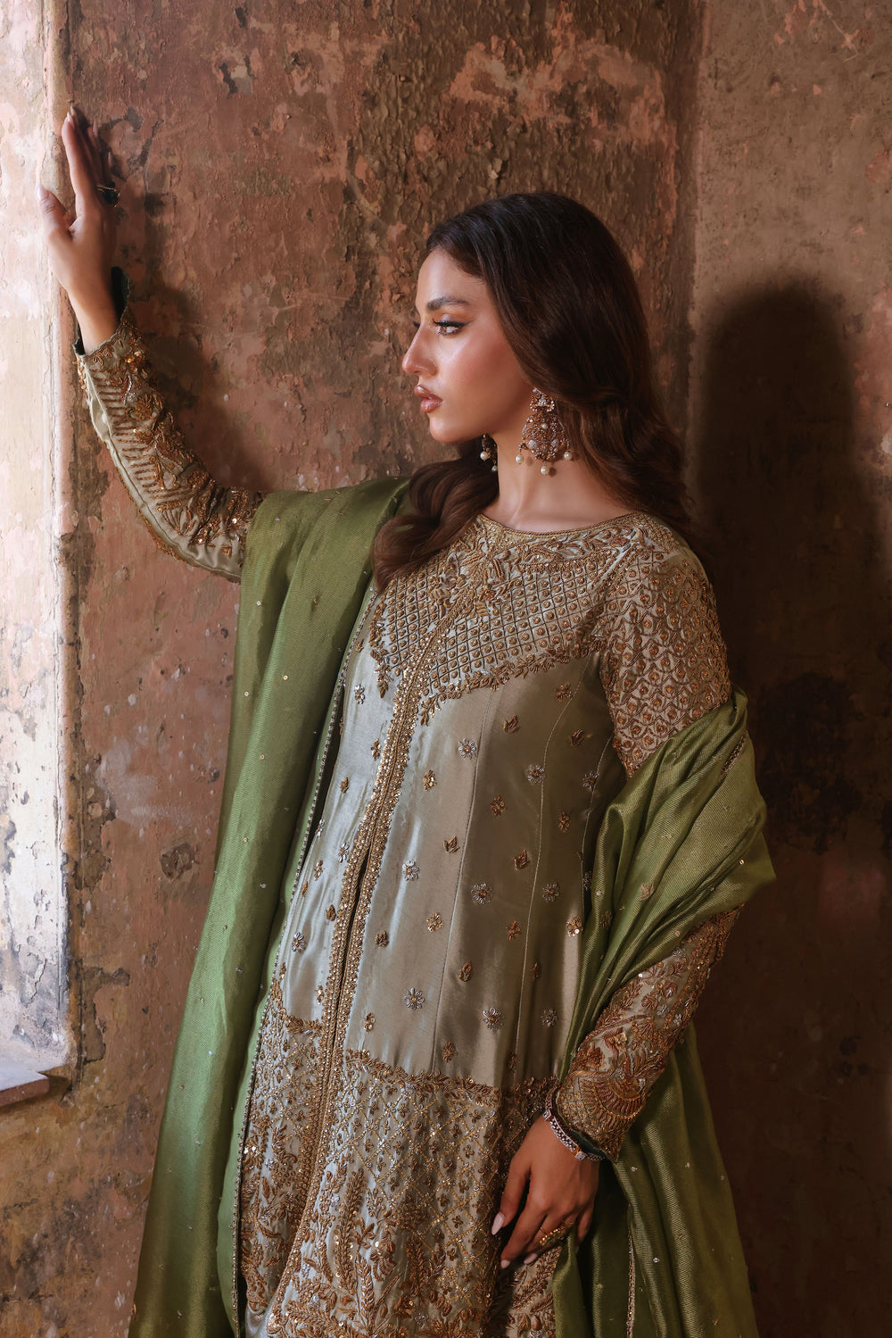 Wahaj M Khan | Banno Formals |  Mint Lama Bano Outfit by Wahaj M Khan - Designer Dress - Type: Ladies Clothes - Available at Libayah - 100% Original