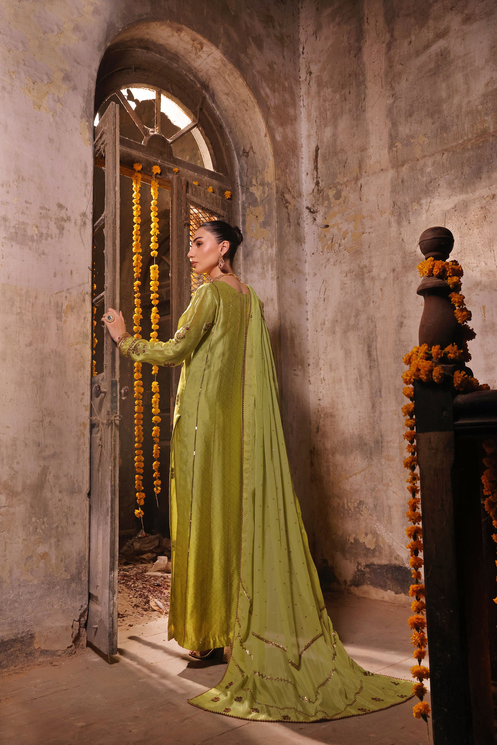 Wahaj M Khan | Banno Formals |  Electric classic Green Bano by Wahaj M Khan - Designer Dress - Type: Ladies Clothes - Available at Libayah - 100% Original