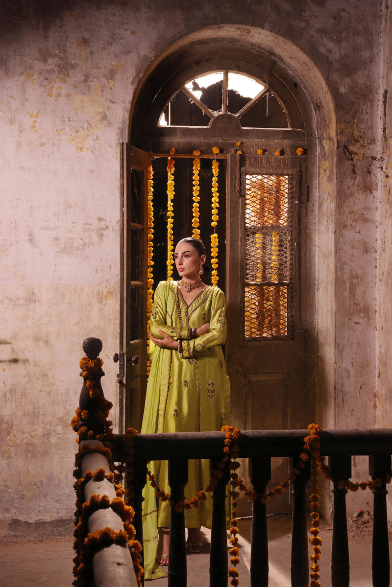 Wahaj M Khan | Banno Formals |  Electric classic Green Bano by Wahaj M Khan - Designer Dress - Type: Ladies Clothes - Available at Libayah - 100% Original