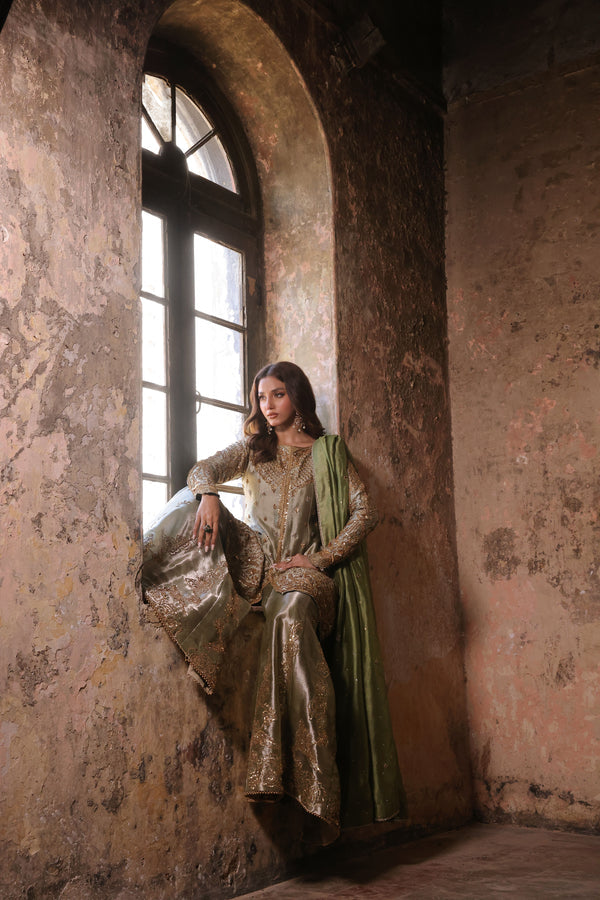 Wahaj M Khan | Banno Formals |  Mint Lama Bano Outfit by Wahaj M Khan - Designer Dress - Type: Ladies Clothes - Available at Libayah - 100% Original