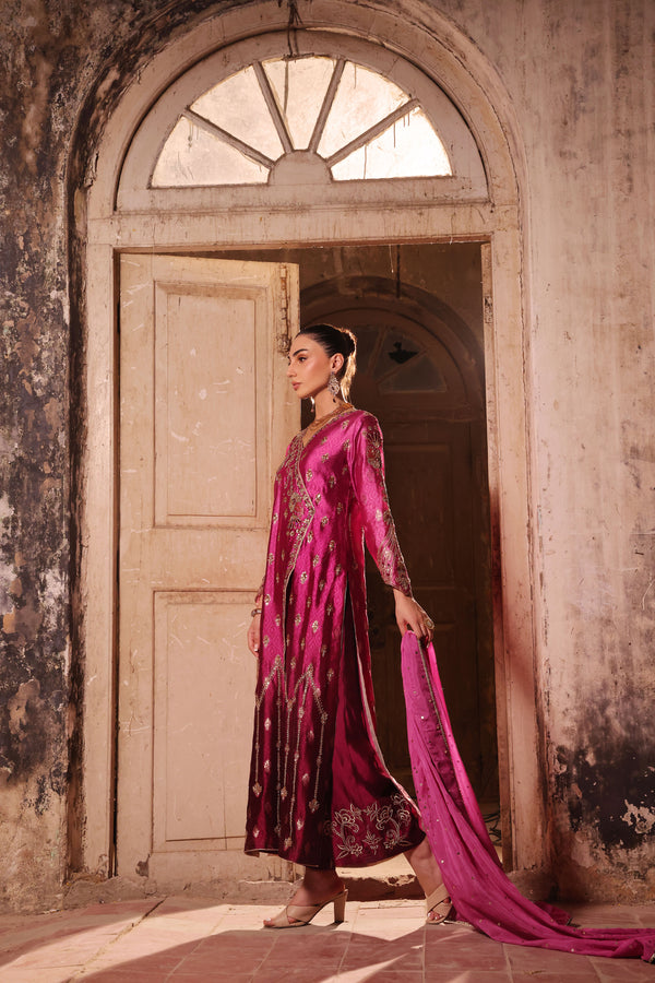 Wahaj M Khan | Banno Formals |  Magenta Ombre Bano by Wahaj M Khan - Designer Dress - Type: Ladies Clothes - Available at Libayah - 100% Original