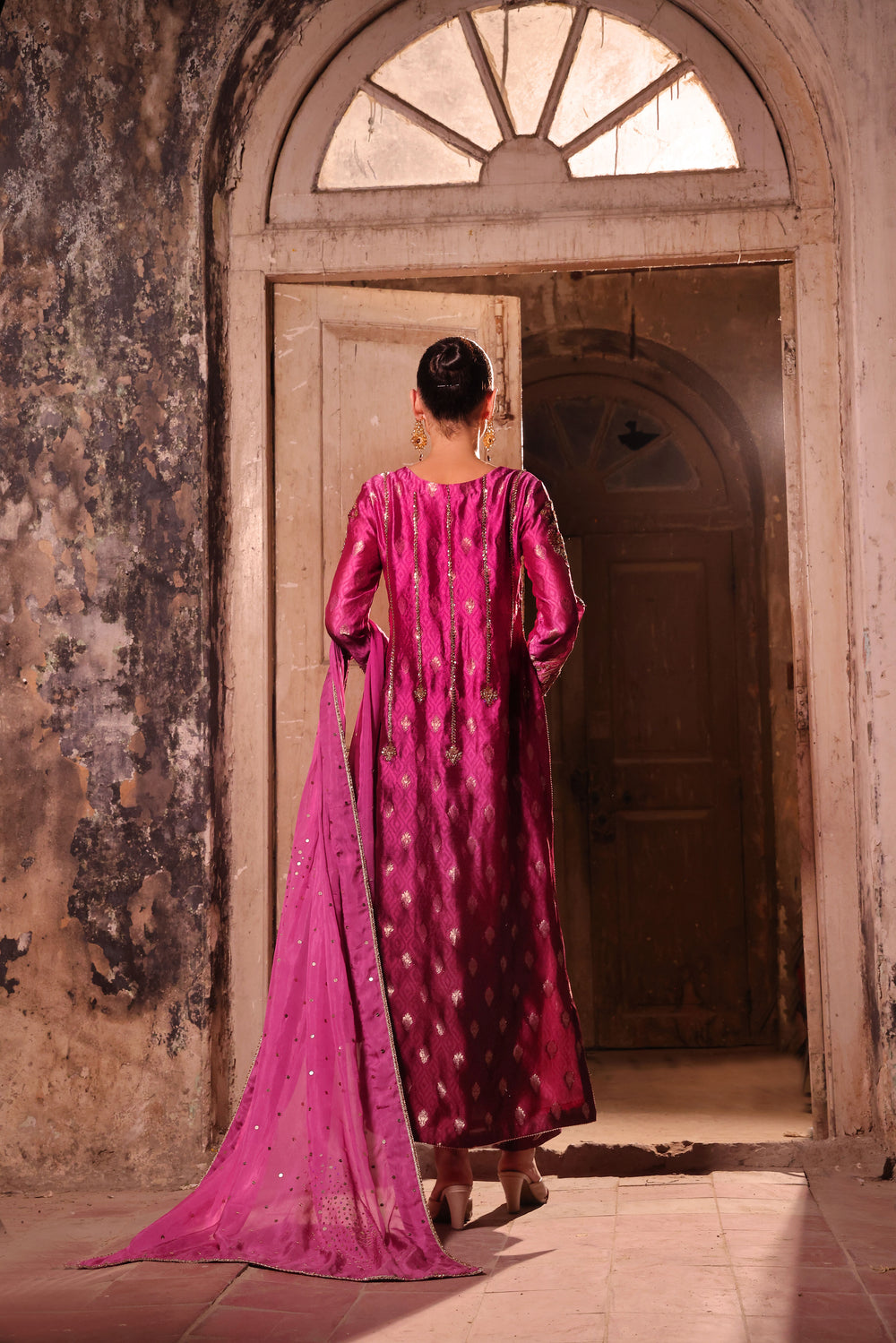 Wahaj M Khan | Banno Formals |  Magenta Ombre Bano by Wahaj M Khan - Designer Dress - Type: Ladies Clothes - Available at Libayah - 100% Original