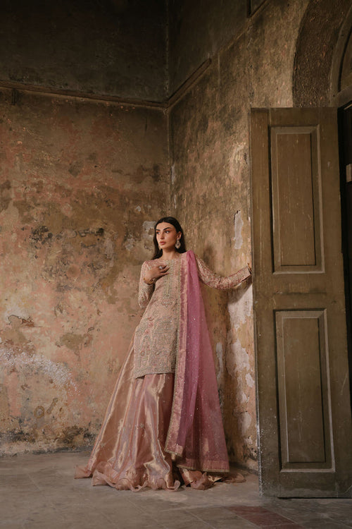Wahaj M Khan | Banno Formals |   Pale Pink Lama Tissue Bano by Wahaj M Khan - Designer Dress - Type: Ladies Clothes - Available at Libayah - 100% Original